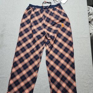 Plaid Track Pants with Orange and Navy Design